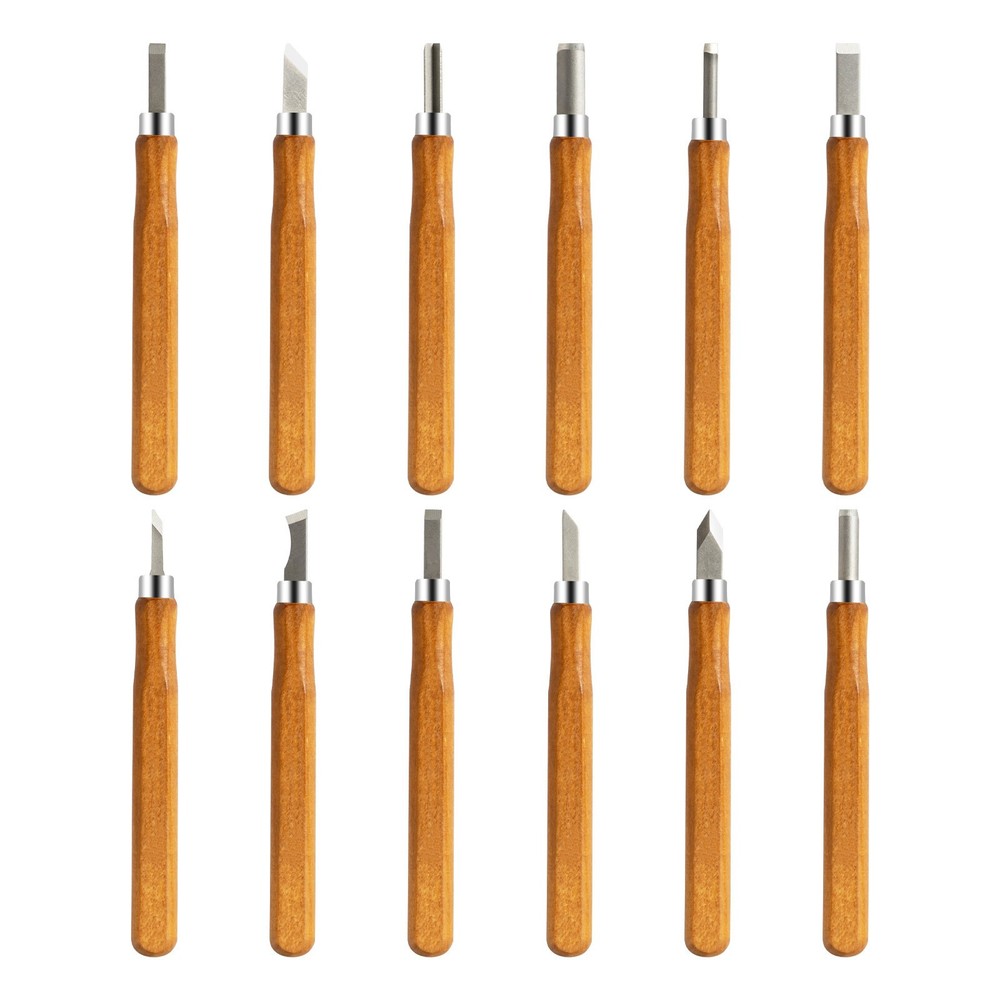 12Pcs Professional Wood Carving Hand Chisel Tool Set Woodworking Gouges Steel