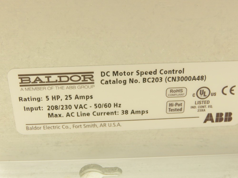 Baldor ABB BC203 DC Motor Speed Control Drive 208/230V Input 5Hp Output