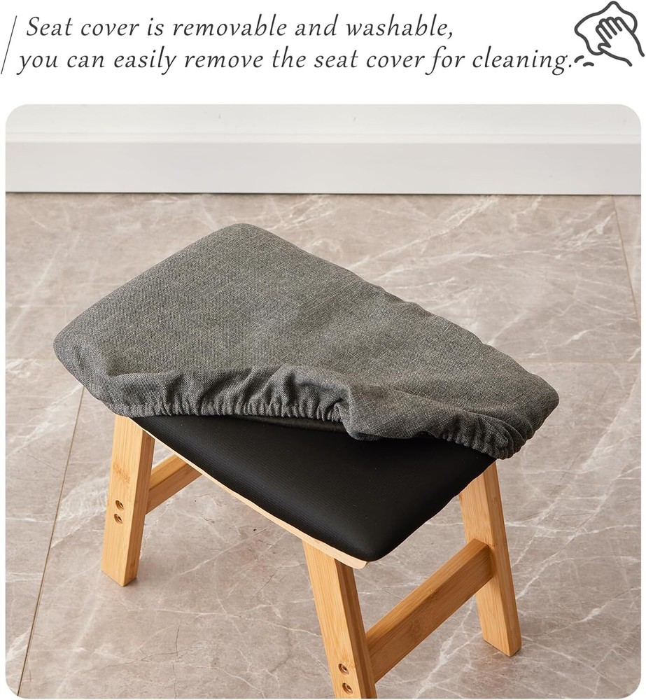 Foot Stool,Ottoman and Footstool,Small Sofa Natural Stool Legs - Gray Surface