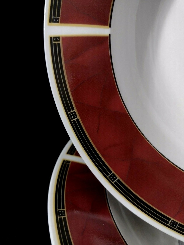 SANGO Ruby (4) 8.5" Rimmed Soup Bowls