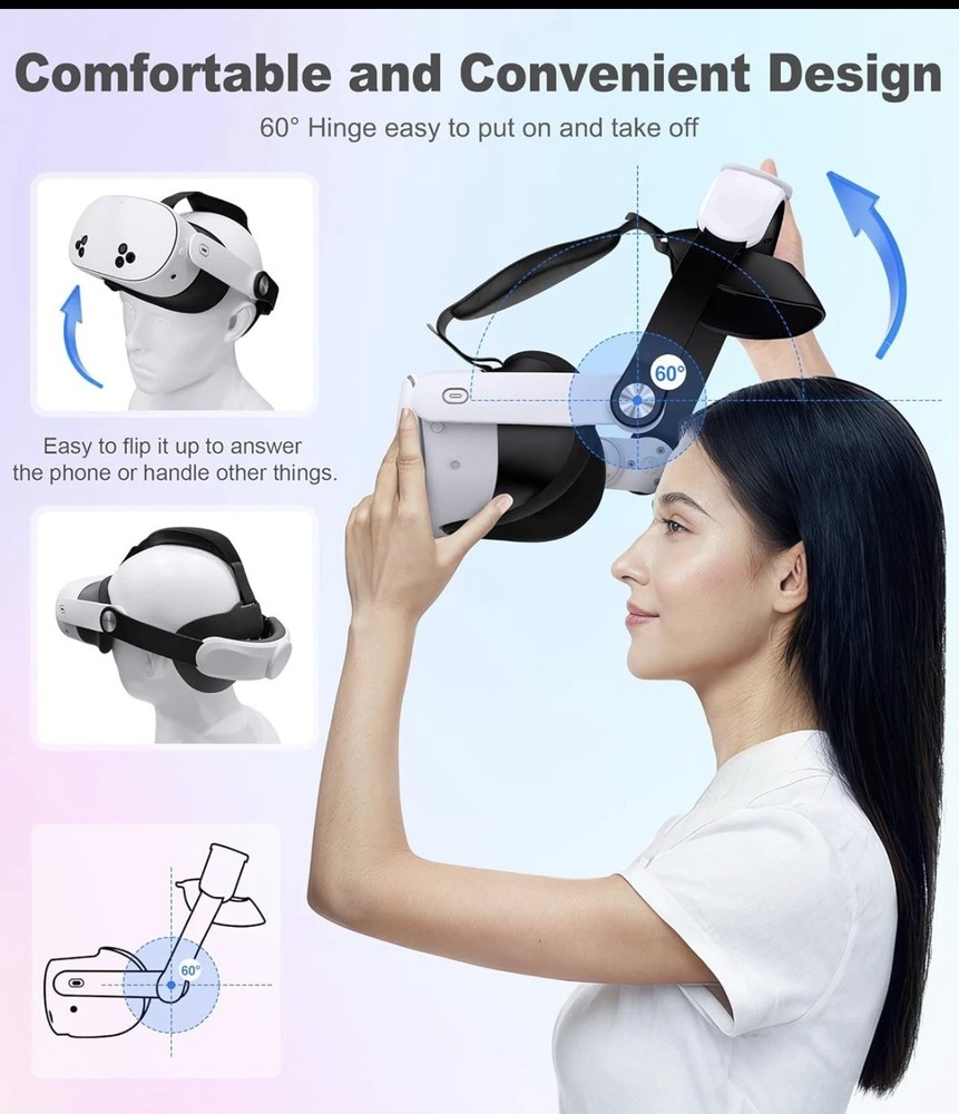 for Meta Quest 3S/Quest 2/Quest 3 Head Strap, Adjustable Head Strap Replacement