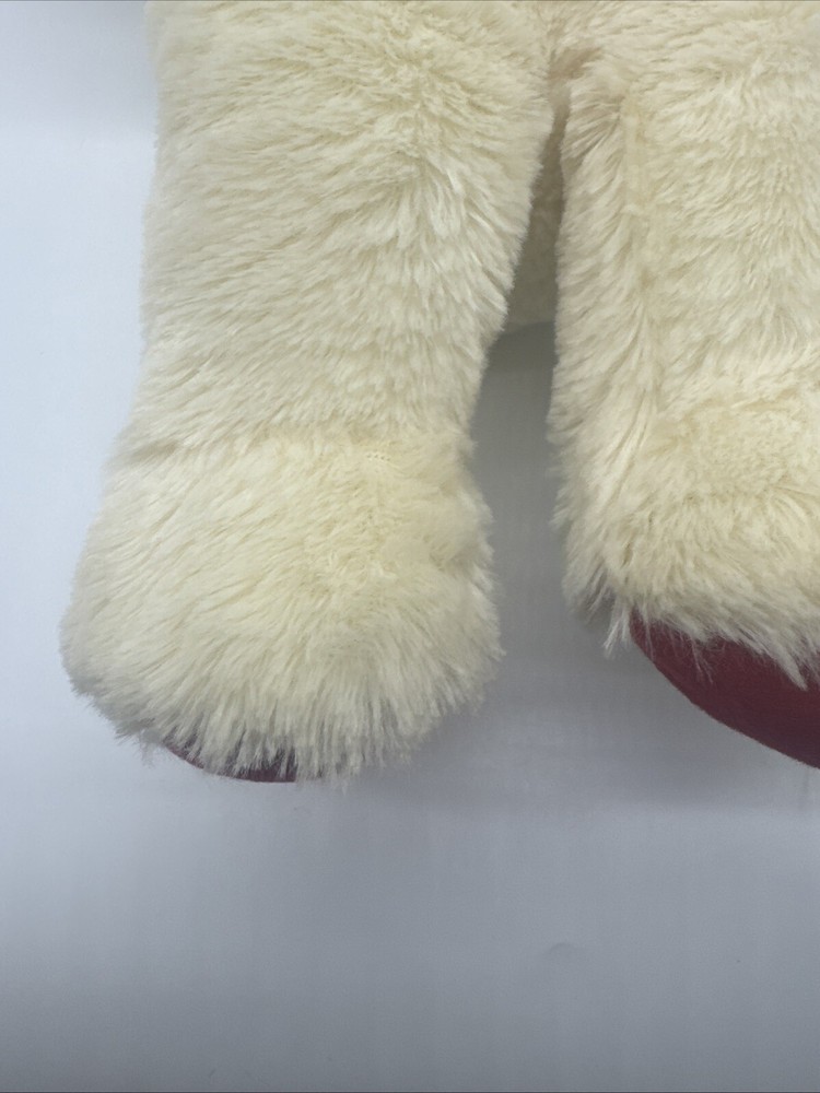 Build a Bear plush stuffy cream colored bear with red stamp