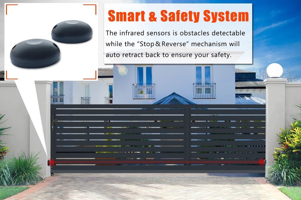 2640lbs Sliding Gate Opener Electric Operator Automatic Motor Remote Kit