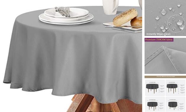 210GSM Round Table Cloth, Water Resistance Microfiber 90" (Round) Silver