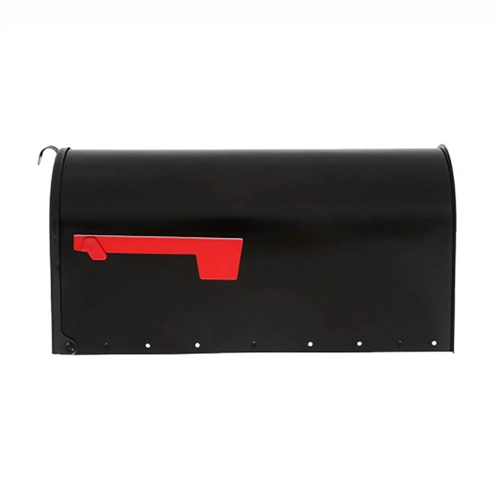 Elite Galvanized Steel, Large, Post-Mount Mailbox in Black