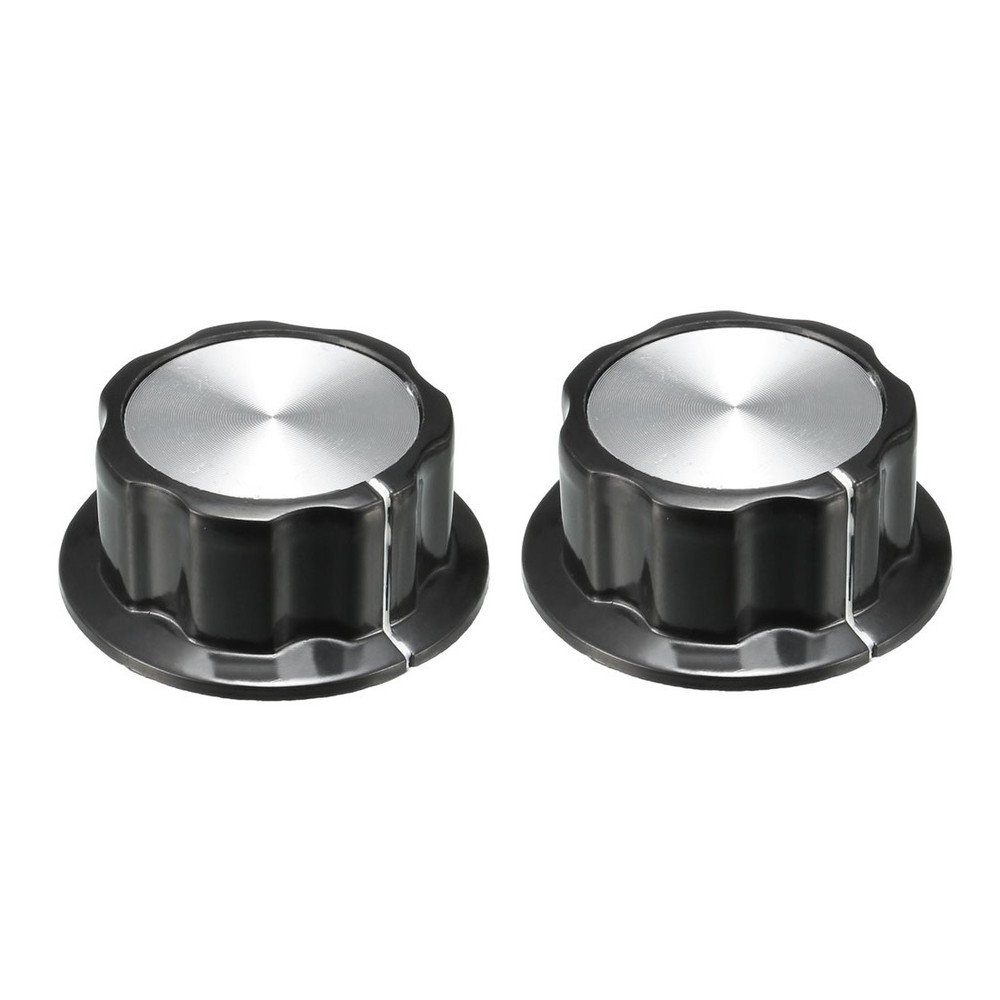 2pack Top Potentiometer Volume Control Rotary Knobs 44.5x19mm Silver Tone