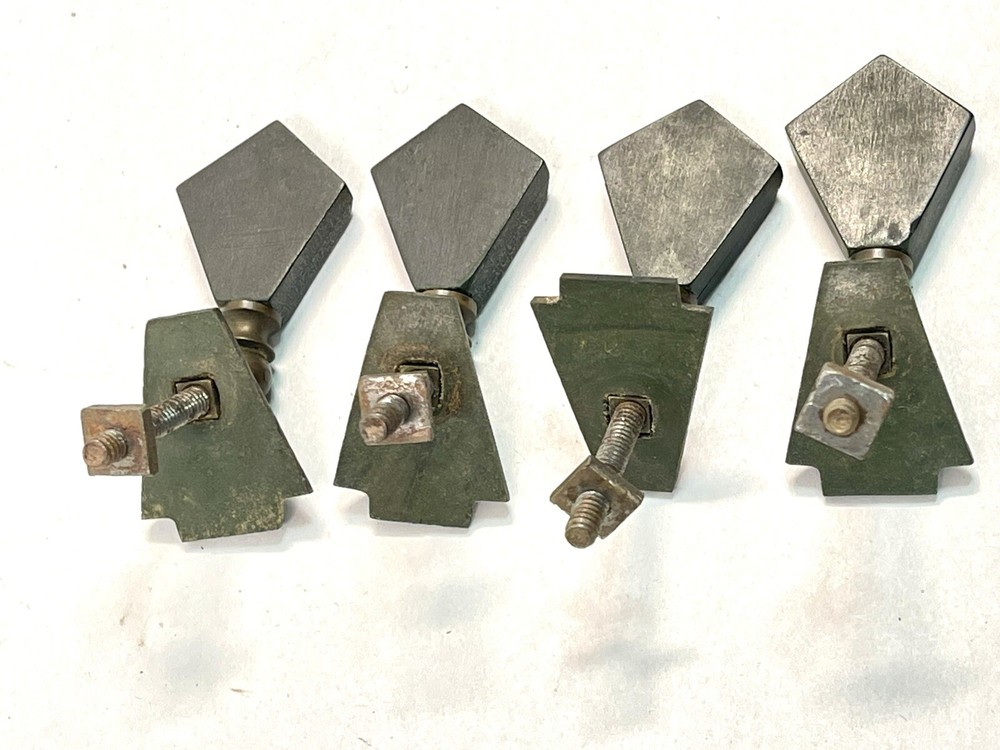 4 Antique Art Deco Dark Green Bakelite Keystone Drop Handle Drawer Pulls