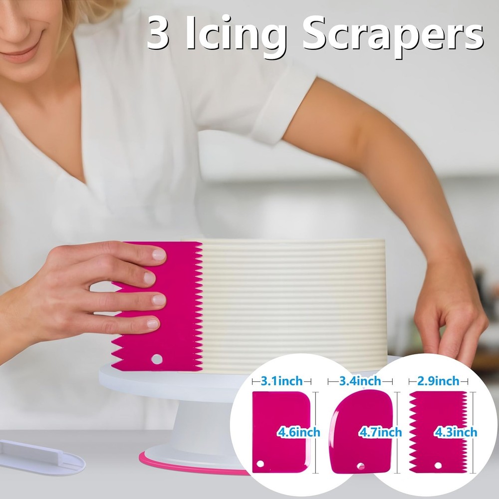 200PCs Cake Decorating Supplies Kit for Beginners - Cake Turntable, 55 Icing ...