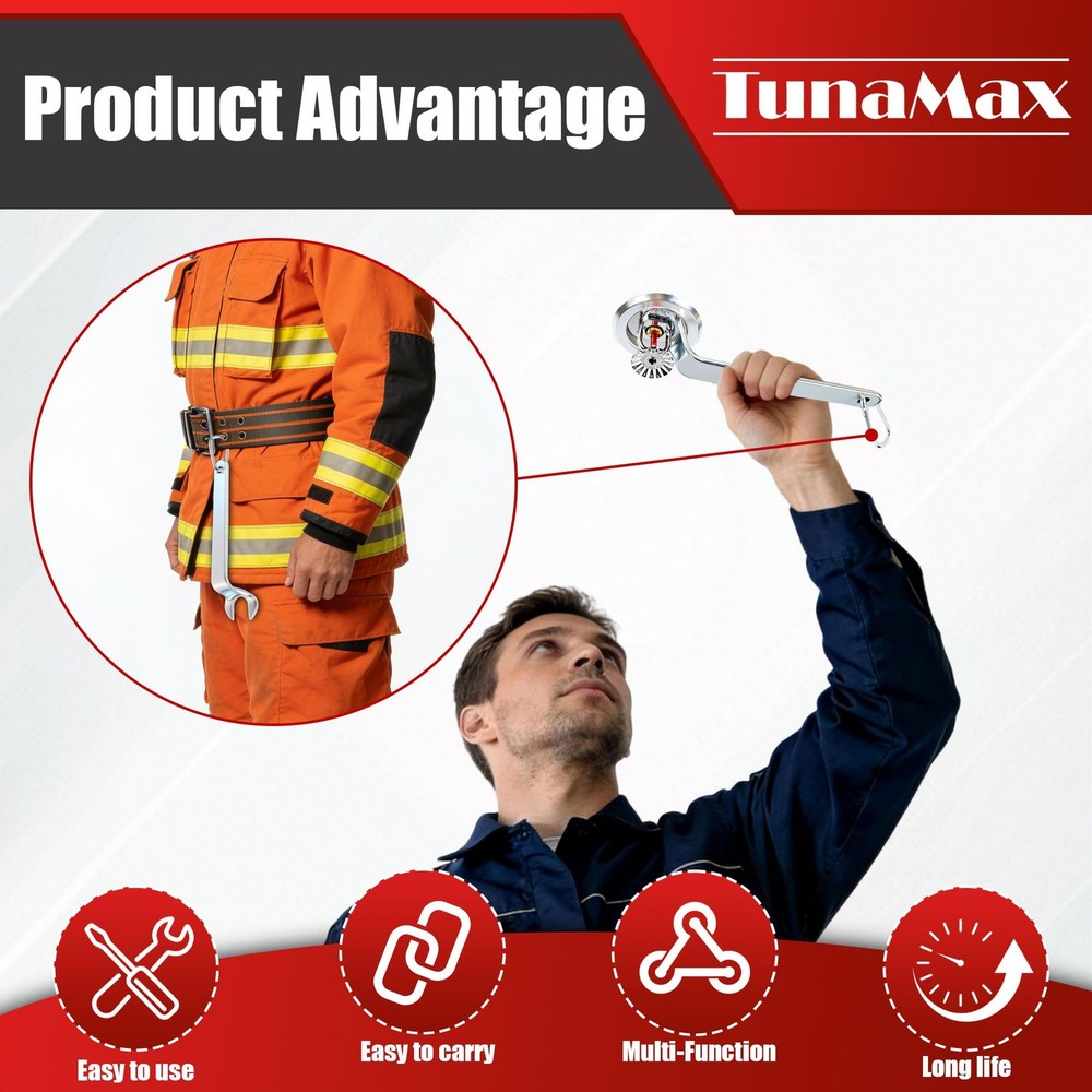 TunaMax Universal Fire Sprinker Head wrench for 1/2" 1 Pack, Chrome