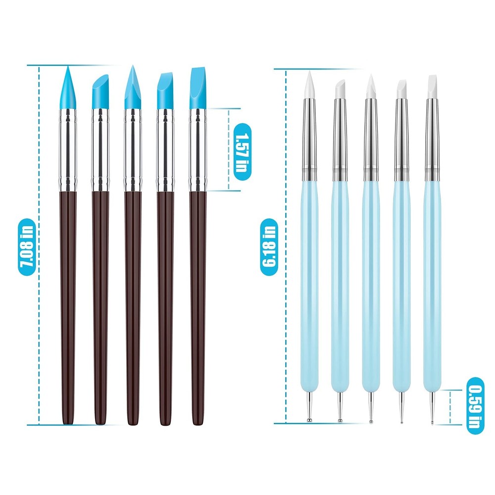 Clatoon 10Pcs Silicone Clay Sculpting Tool, Modeling Dotting Tool & blue