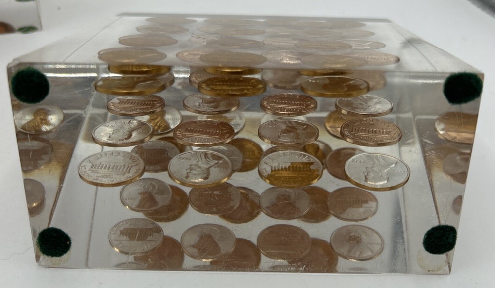 Vintage Lucite Penny Bookends