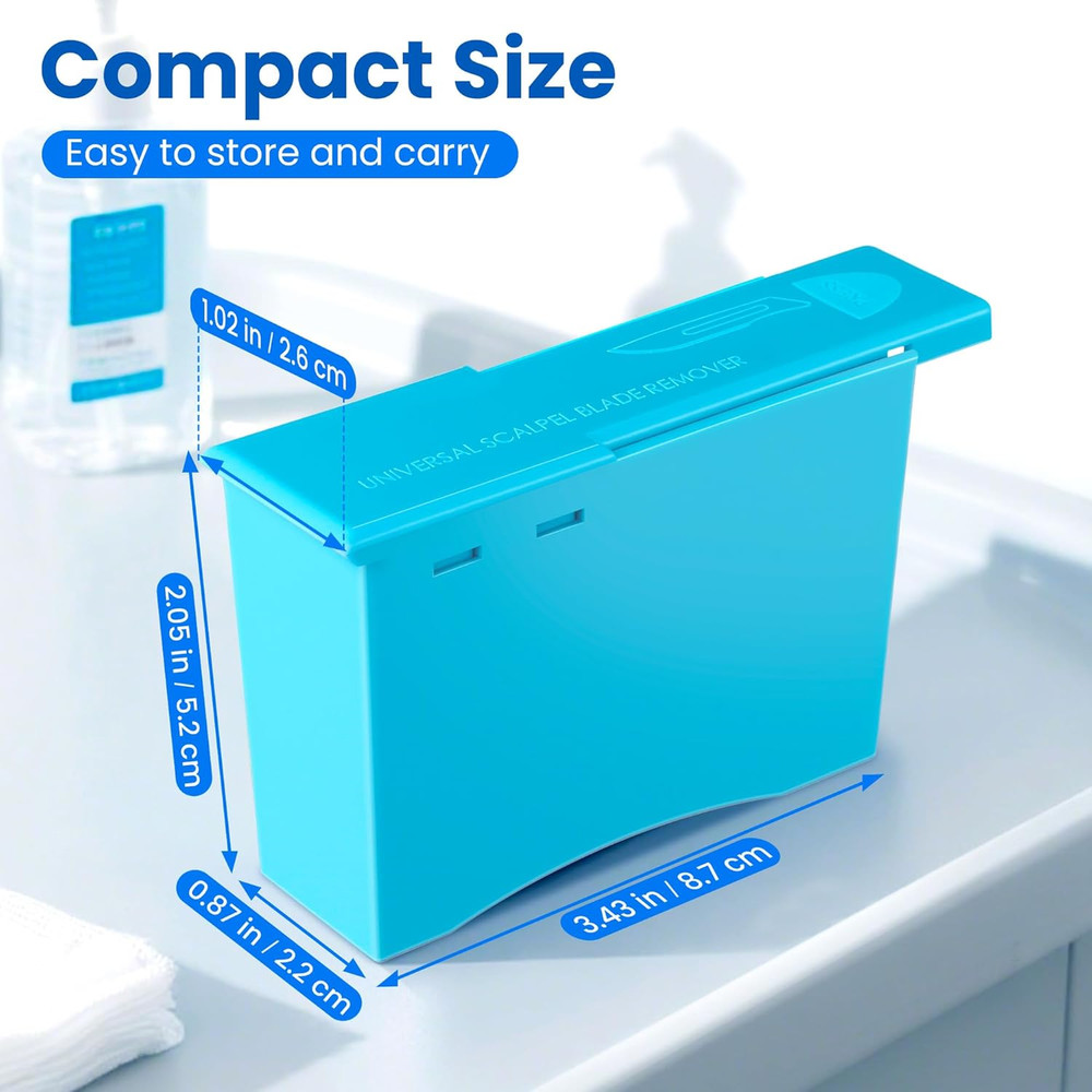 Compact Blade Remover Box, Handheld Blue Sharps Disposal Container, Plastic 1pc.
