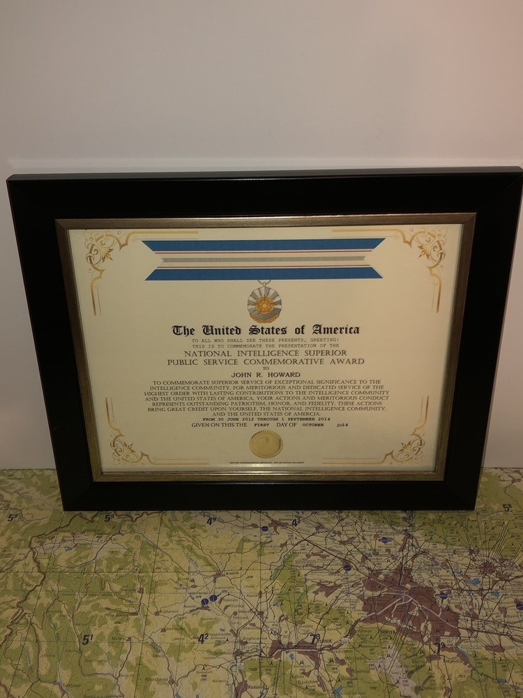 NATIONAL INTELLIGENCE SUPERIOR PUBLIC SERVICE COMMEMORATIVE CERTIFICATE Type-1