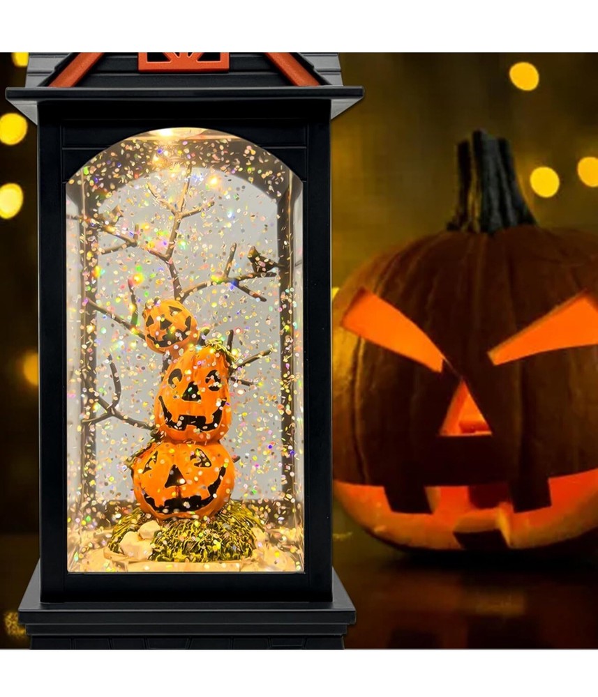 🔥Halloween Snow Globe Lantern,with 6 Hour Timer, USB Powered & Battery Operated