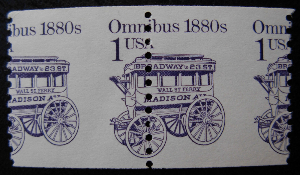 2225 Omnibus 1880's, Coil Misperf Error, Mint  NH #4