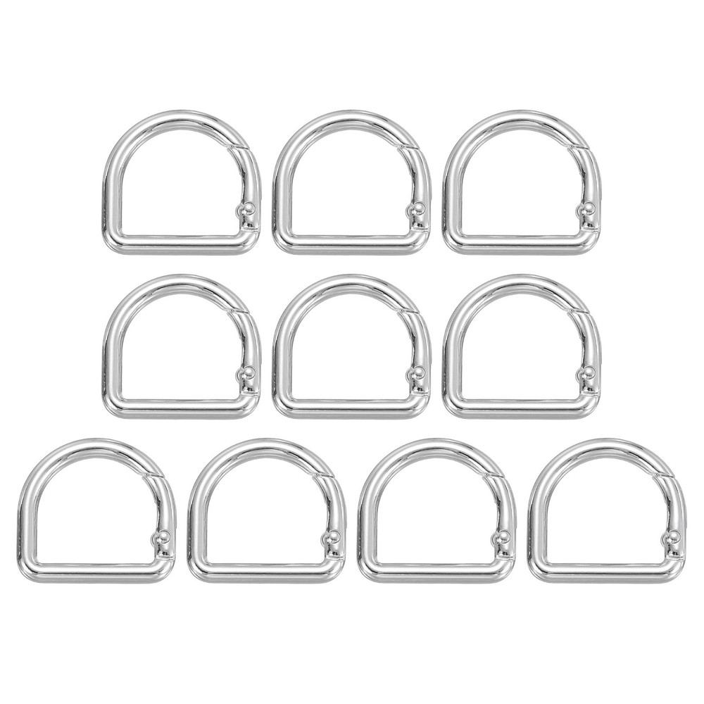 10 Pcs 27mm D Shaped Spring Snap Keychain Clip for Purses Silver