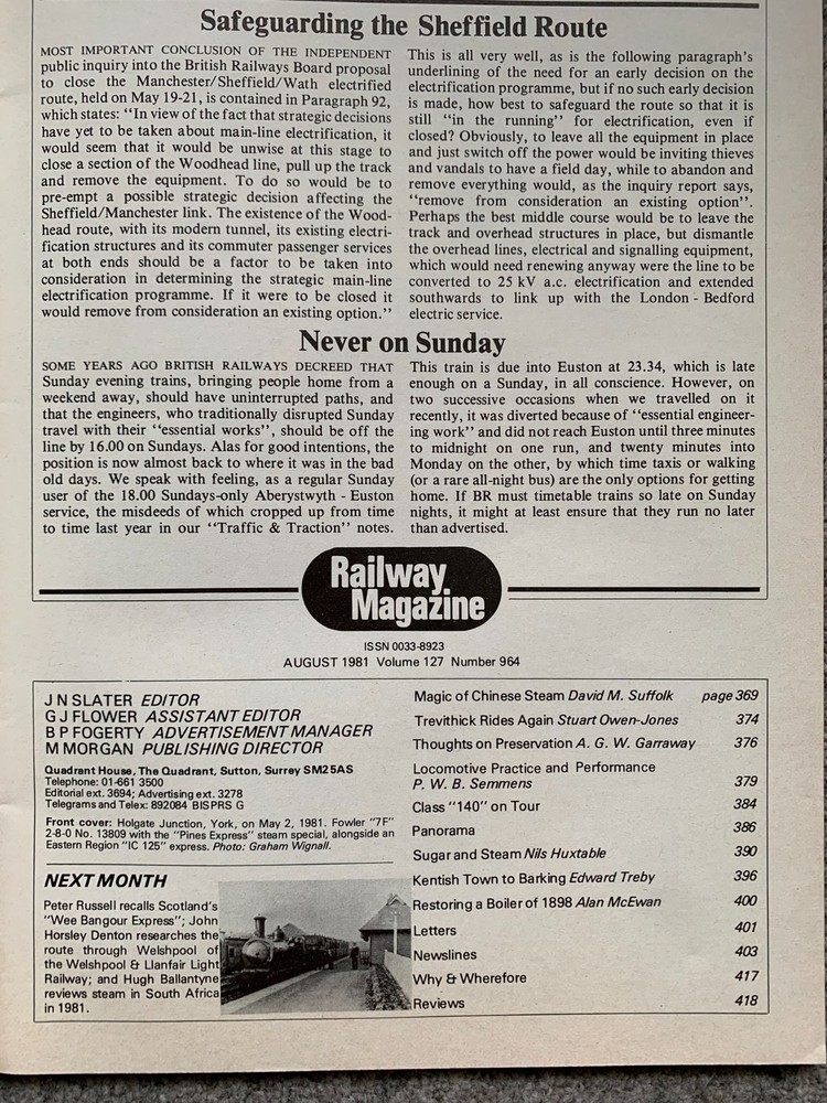 The Railway Magazine - 7 issues from 1981 to 1989