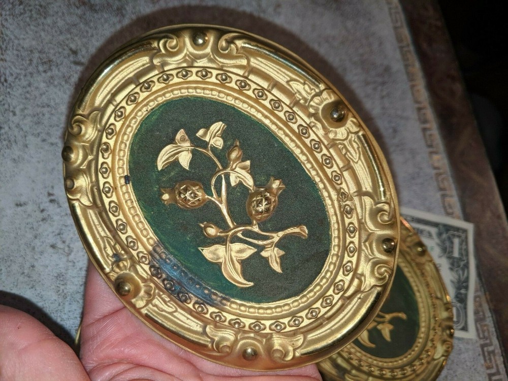 Gorgeous Antique Brass Architectural Element Repousse Drapery Holdbacks
