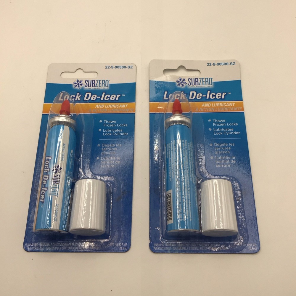 2 SUBZERO Lock De-Icer & Cylinder Lubricant for Padlocks Auto Locks