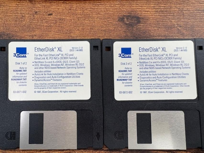 Vintage 3Com EtherDisk Version 2.12 PC Computer Software 3.5" Floppy Disk