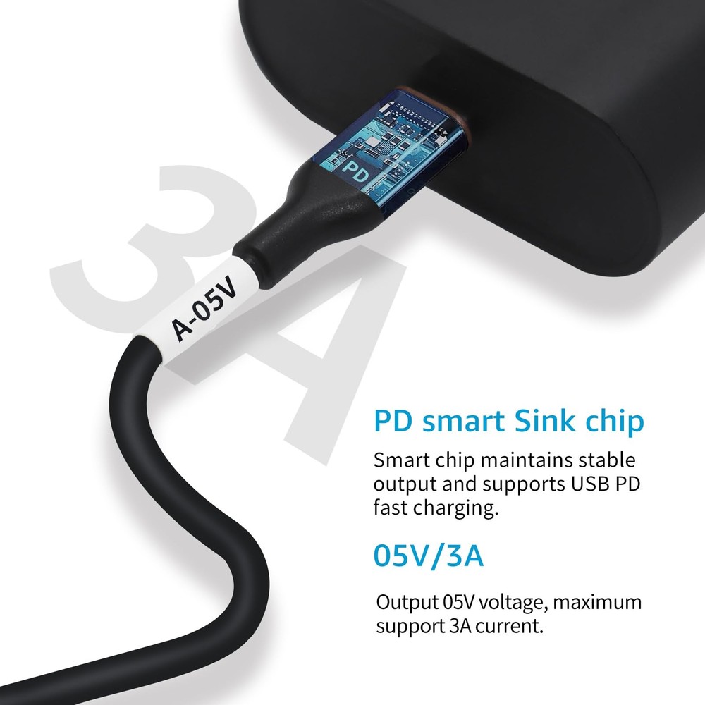 DSD TECH MagicConn SH-CP05A USB Type C PD to DC Power Medium, black