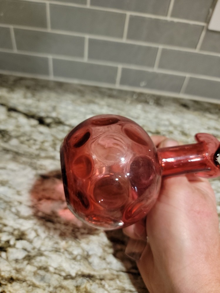 Cranberry Vinegar Cruet with Stopper - Coin Dot Pattern