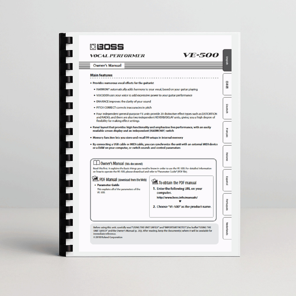 Owners Manual for BOSS VE-500