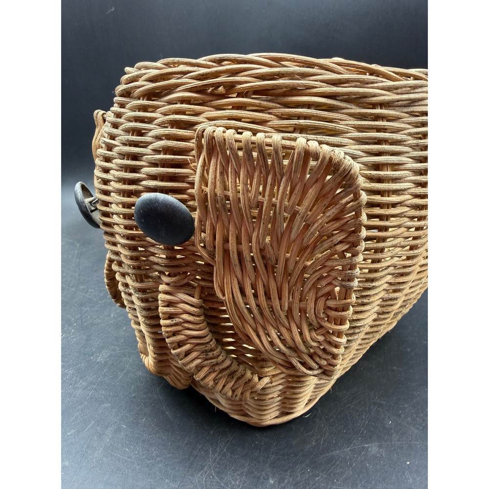 Wicker Elephant Potted Plant Holder or Catch All