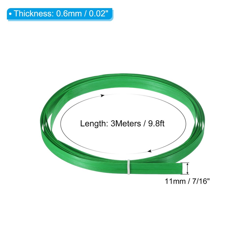 Bamboo Weaving Strips 7/16" x 10Ft 7 Pack Thin Flat Green