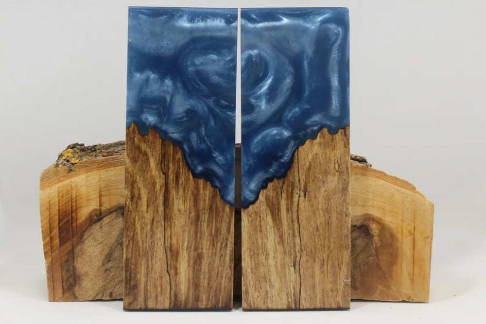 HYBRID STABILIZED MAPLE BLUE CUSTOM COMPOSITE KNIFE HANDLE MATERIAL (7945)