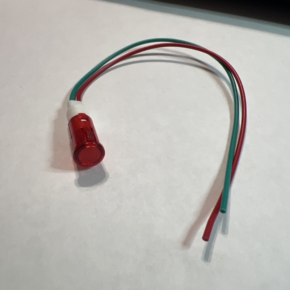 24 volt AC/DC Waterproof Low-Profile Red LED Indicator Light 3/8” Panel Hole