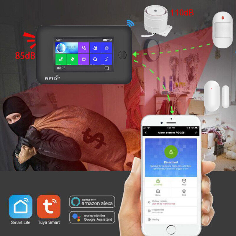 A03 Tuya WiFi APP GSM Wireless Home Security Alarm System+Alexa+Google Assistant