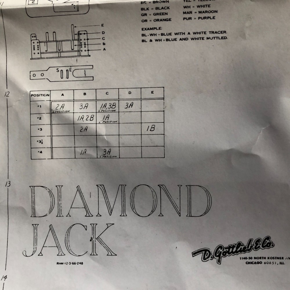Gottlieb Diamond Jack Pinball Machine Schematic