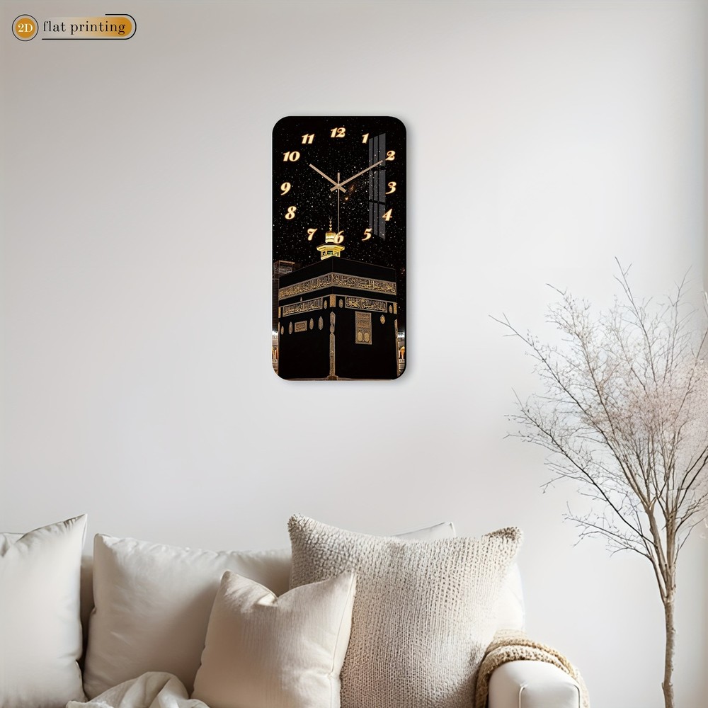 Wooden Rectangular Silent Wall Clock-Decorative Timepiece Modern w/o Batteries.