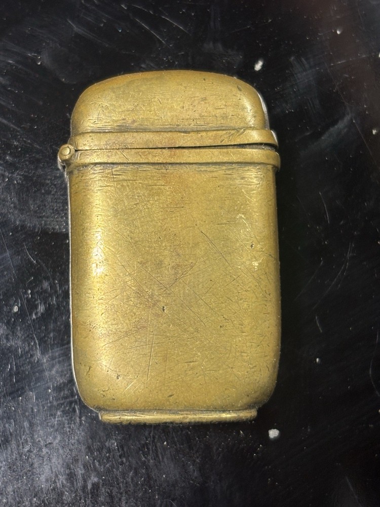 Vintage Brass Match Holder with Hinged Lid