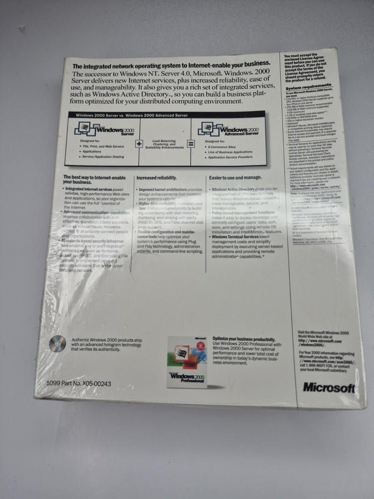 Microsoft Windows 2000 Server Includes 5 Client Access Licenses _ Retail Product