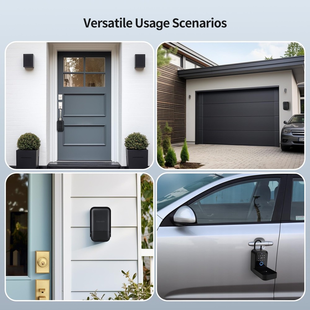 Smart Key Lock Box – Wall Mounted or Shackle Design, Fingerprint, Passcode, B...