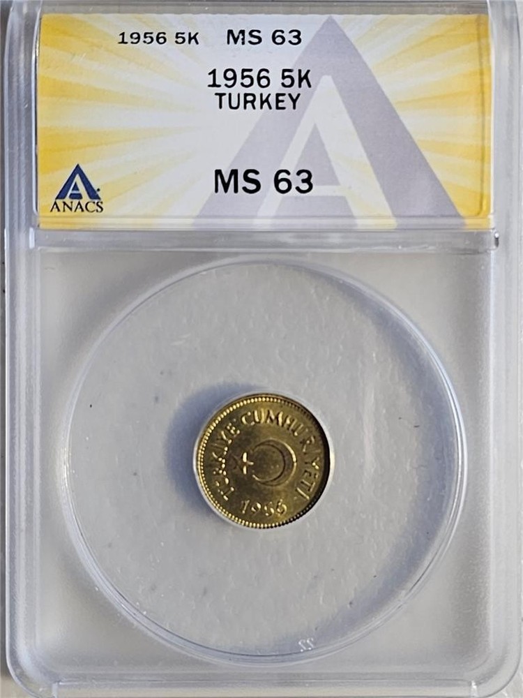 Turkey 5 Kurus 1956 ANACS MS 63