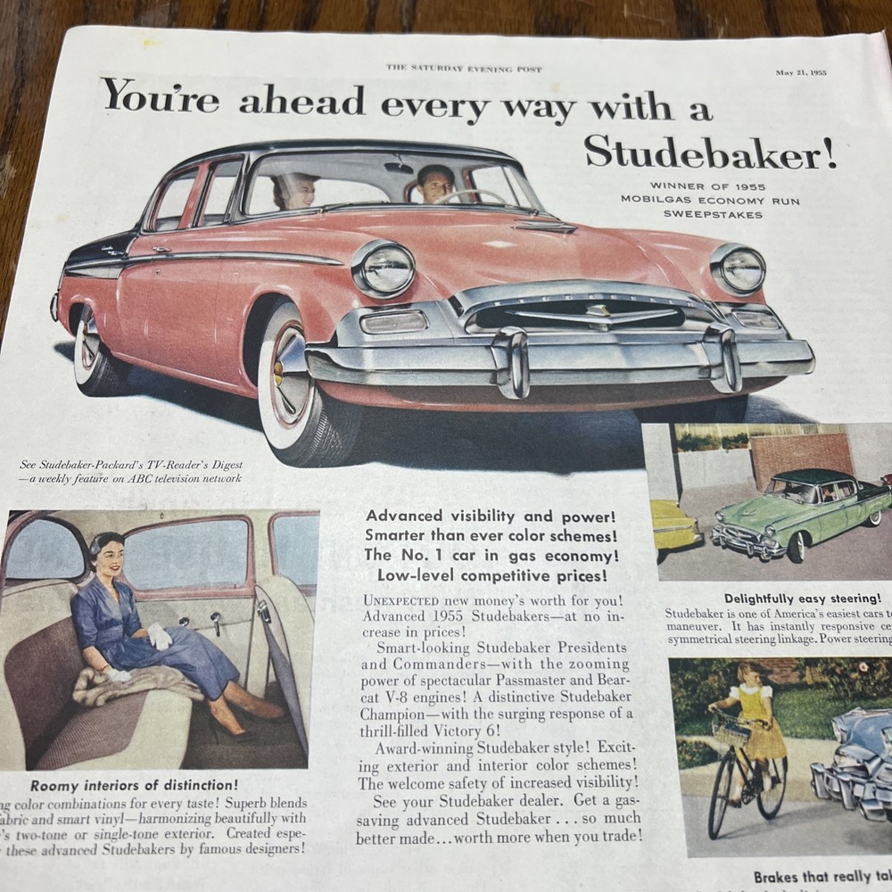 1950s Studebaker Print Ad “ You’re Ahead Every Way With A Studebaker”