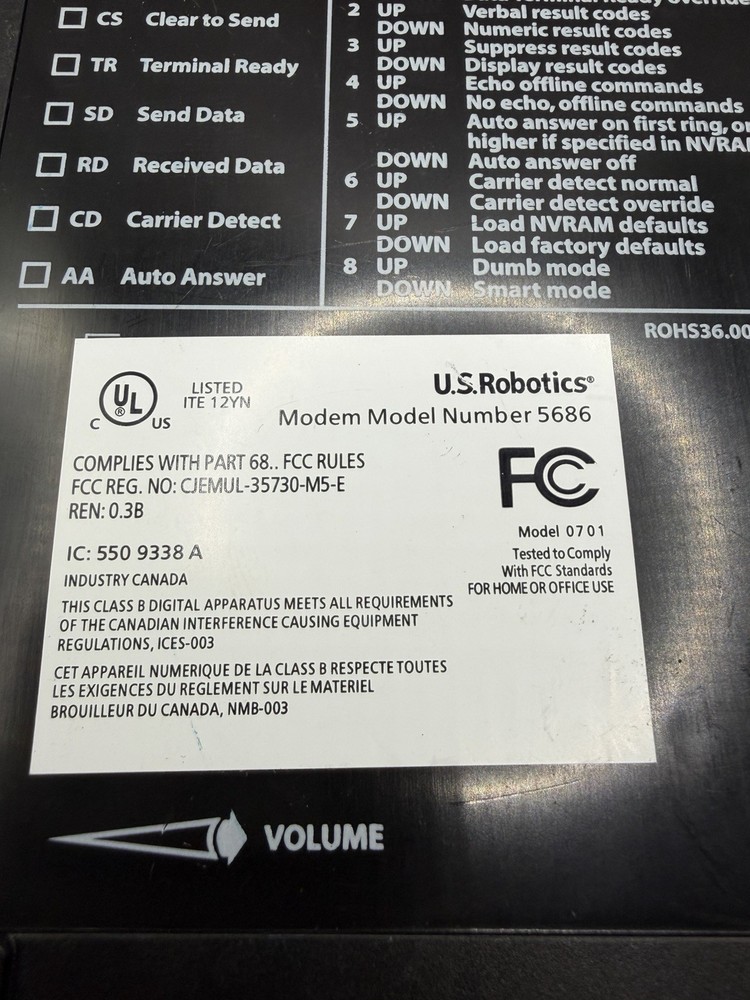 USRobotics V.92 56K FAXmodem Model Number 5686