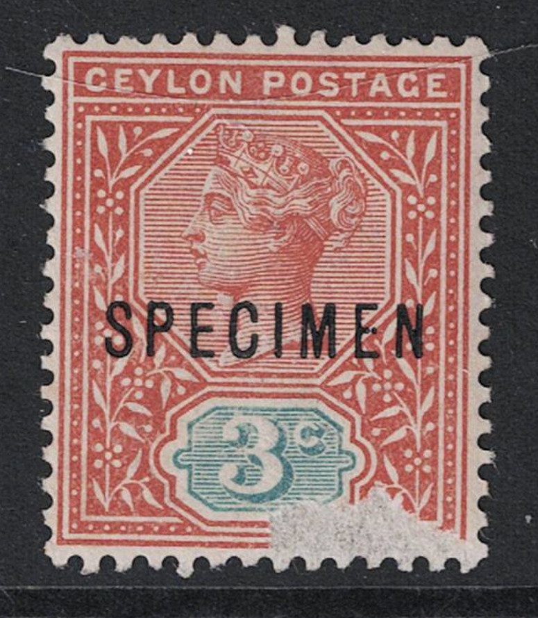 Ceylon QC 2c Specimen (Damaged Front) Mint Light Hinged Signed - S26737