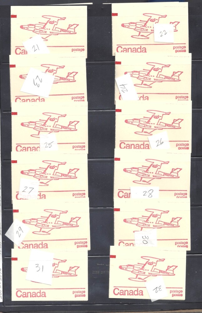 Canada # BOOKLET 74A STUDY GROUP OF PRINT ERRORS 34 DIFFERENT BOOKLETS BS30518