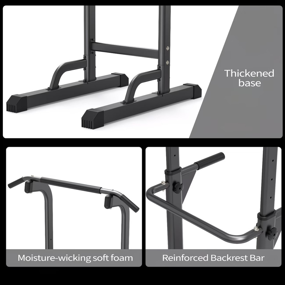 Power Tower Dip Station, Adjustable Height, Multi-Functional Strength Training W