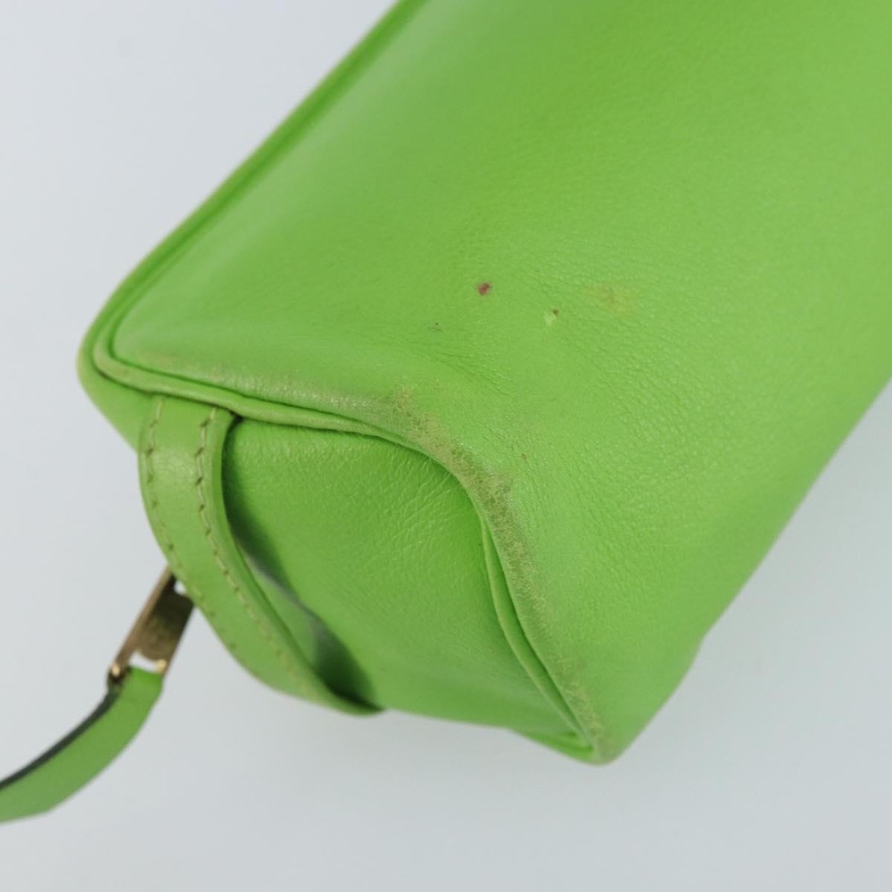 HERMES Scribe Pen Case Leather Light green Auth 172578
