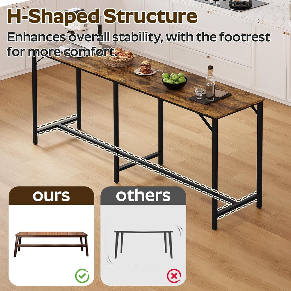 70.9" Bar Table & Chairs Set Dining Table & Chair Sets 3 Piece Counter Table