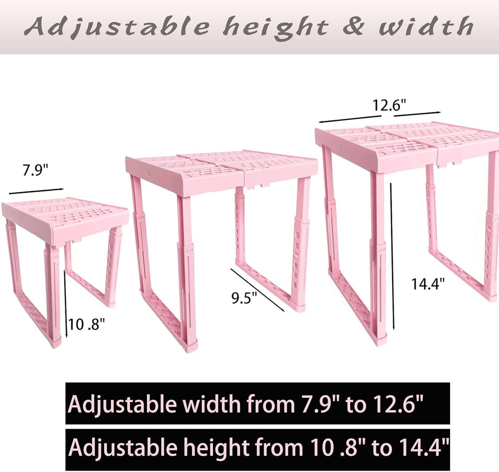 Adjustable Locker Shelf Pink Height and Width Adjustable Locker Organizer Shelf