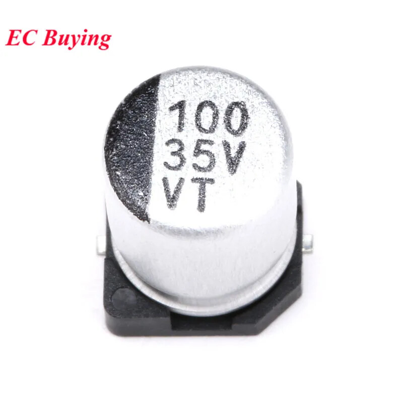 50pcs 35V 100UF SMD Aluminum Electrolytic Capacitors
