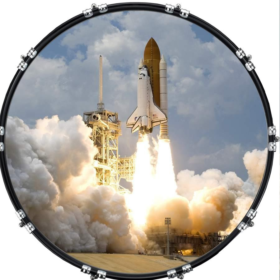 20" Custom Bass Kick Drum Front Head Graphical Graphic Shuttle Launch