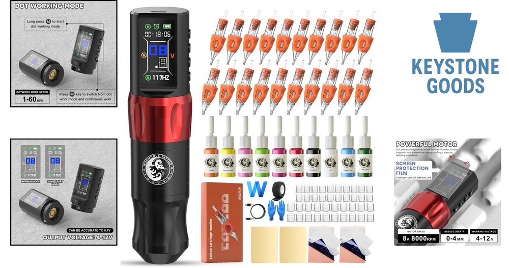 Wireless Tattoo Pen Kit with Long-Lasting Battery & Custom Modes