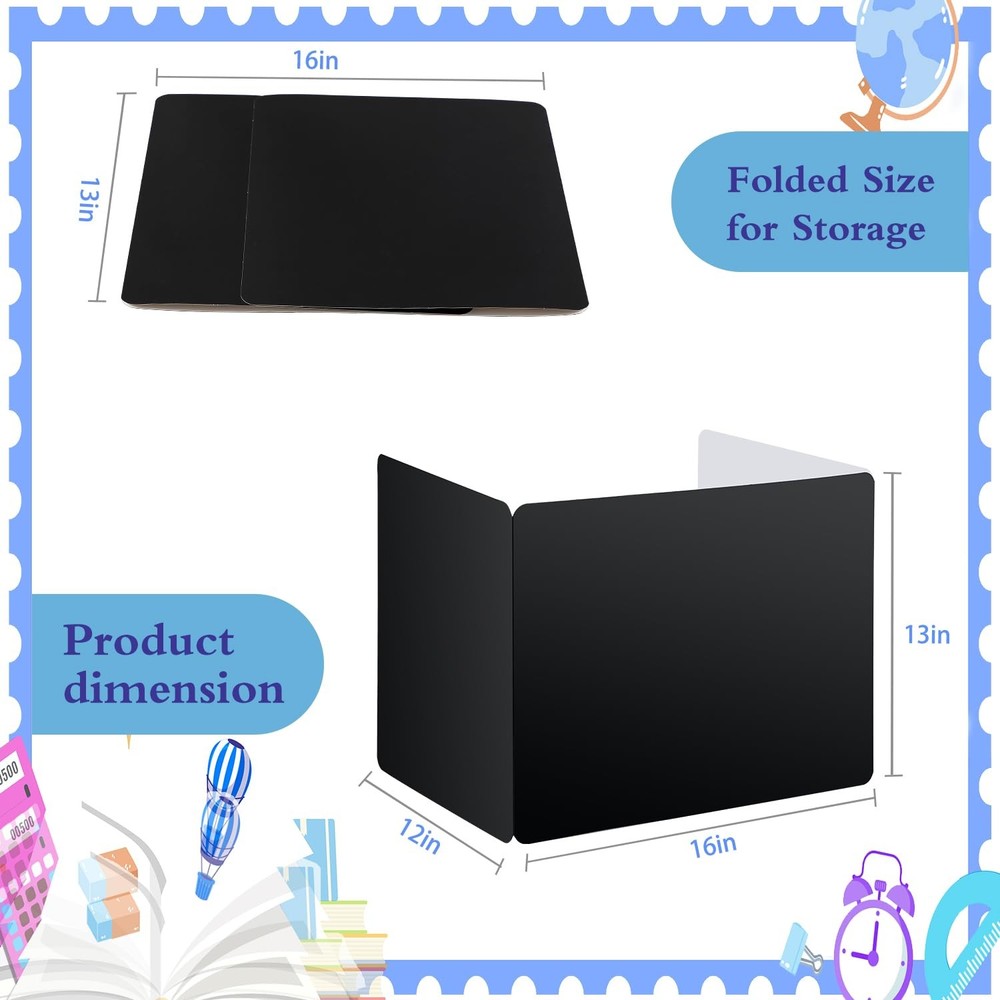 24 Pcs Privacy Folders for Students, Privacy Dividers for Classroom, Study Ca...